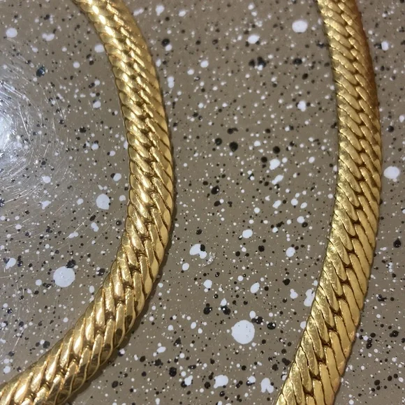 Yellow Gold over thick necklace and bracelet set - Picture 2 of 2